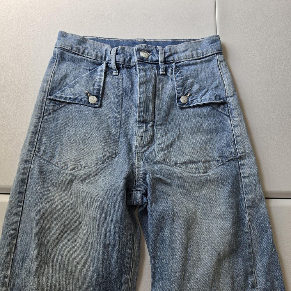Gap Jeans Womens 2 Medium Wash High Rise Wide Leg Sailor Pockets Stretch Denim